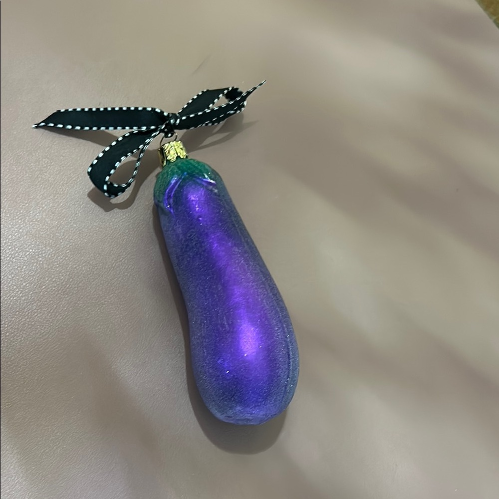 Purple Eggplant Christmas Ornament with Ribbon Novelty